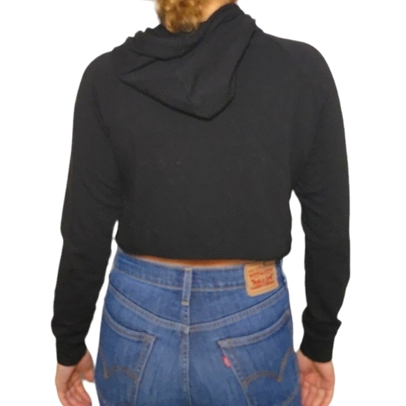 Ever Hottie VENICE BEACH Crop Long Sleeve Hoodie Shirt Black Top Size Small - Picture 4 of 5